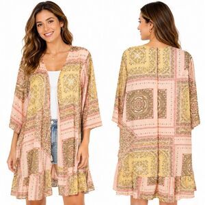 Maurices Boho Patchwork Kimono Cardigan M